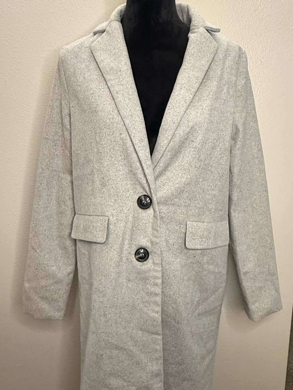 Light Gray Single-Breasted Long Trench Coat